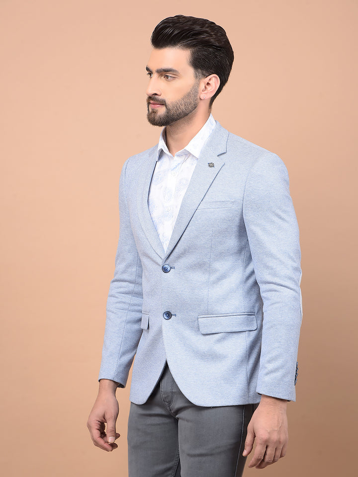 Blue Single Breasted Blazer-Men Blazers-Crimsoune Club
