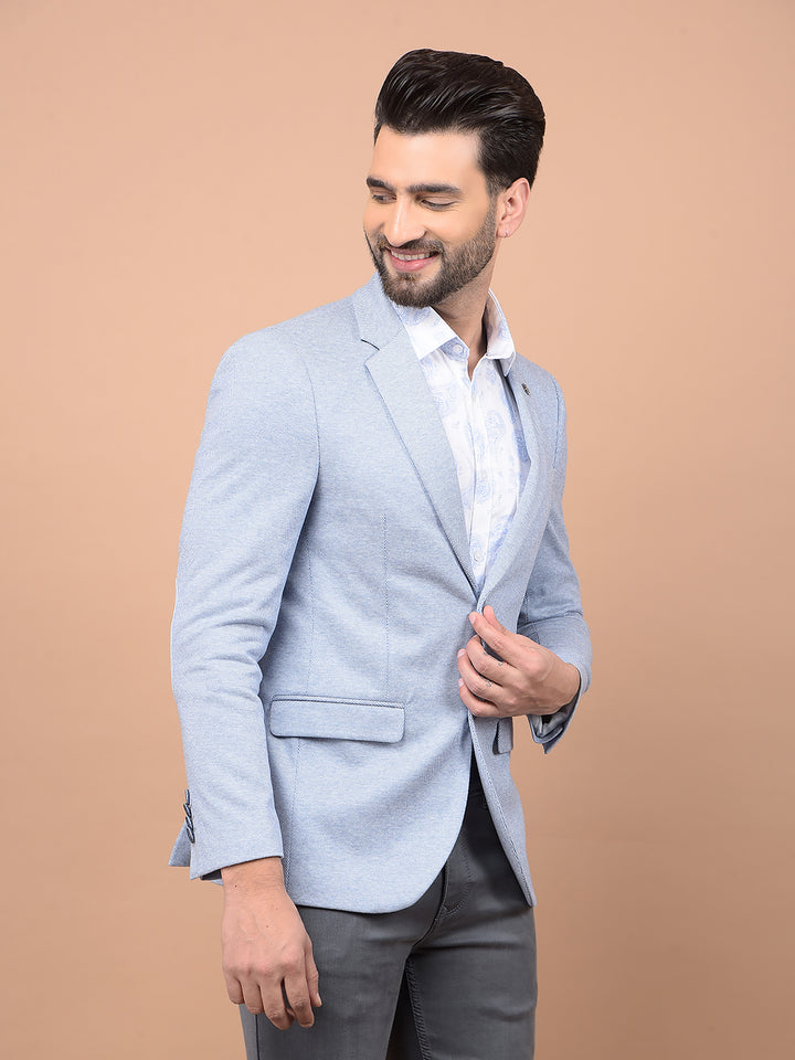 Blue Single Breasted Blazer-Men Blazers-Crimsoune Club