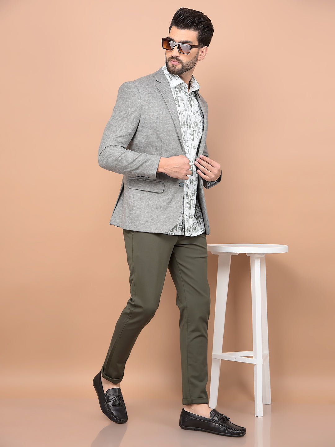 Green Single Breasted Blazer-Men Blazers-Crimsoune Club