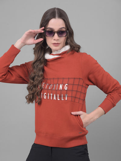 Red Printed Sweatshirt-Women Sweatshirts-Crimsoune Club