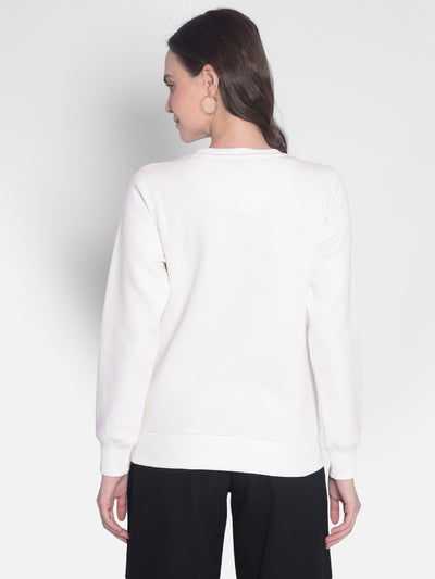 Off White Printed Sweatshirt-Women Sweatshirts-Crimsoune Club