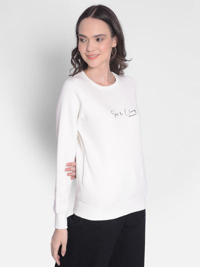 Off White Printed Sweatshirt-Women Sweatshirts-Crimsoune Club