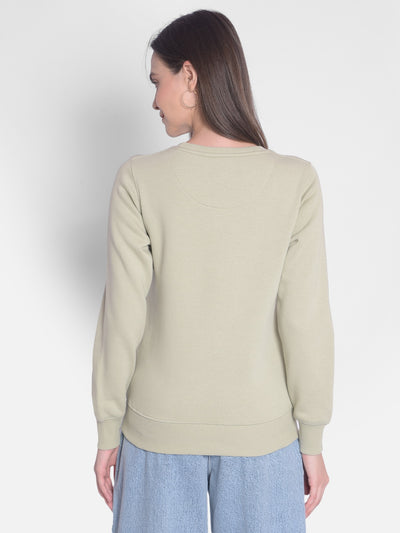 Olive Printed Sweatshirt-Women Sweatshirts-Crimsoune Club