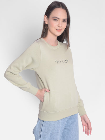 Olive Printed Sweatshirt-Women Sweatshirts-Crimsoune Club