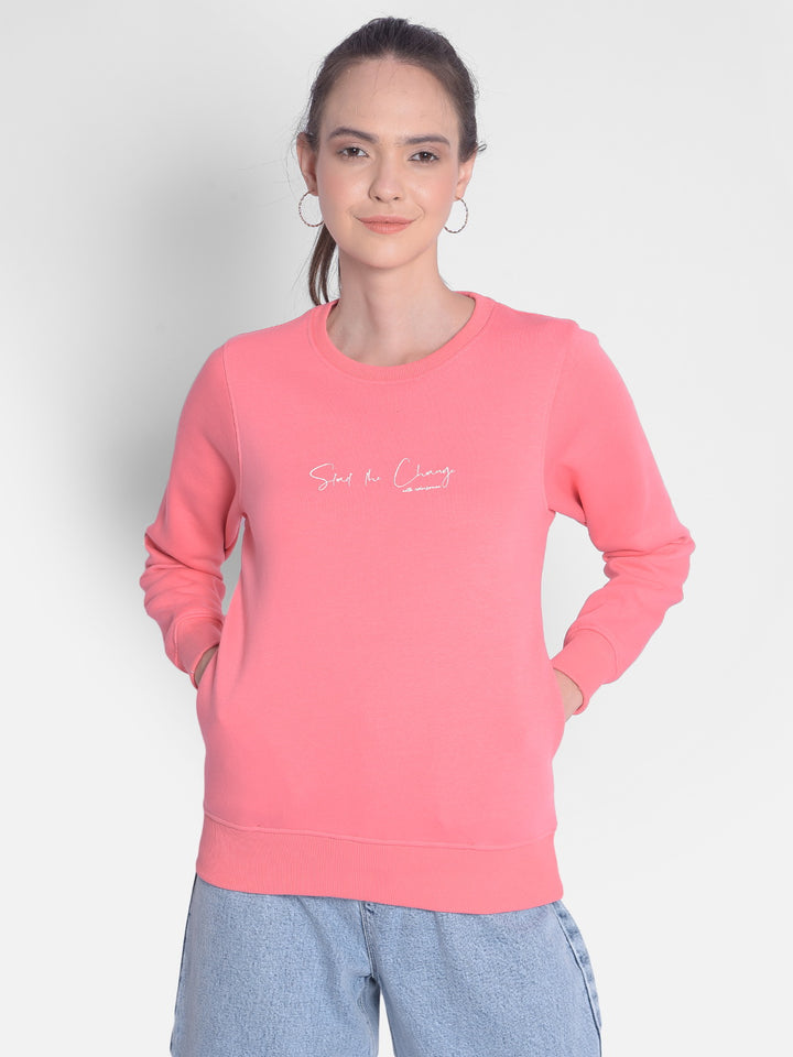 Pink Printed Sweatshirt-Women Sweatshirts-Crimsoune Club