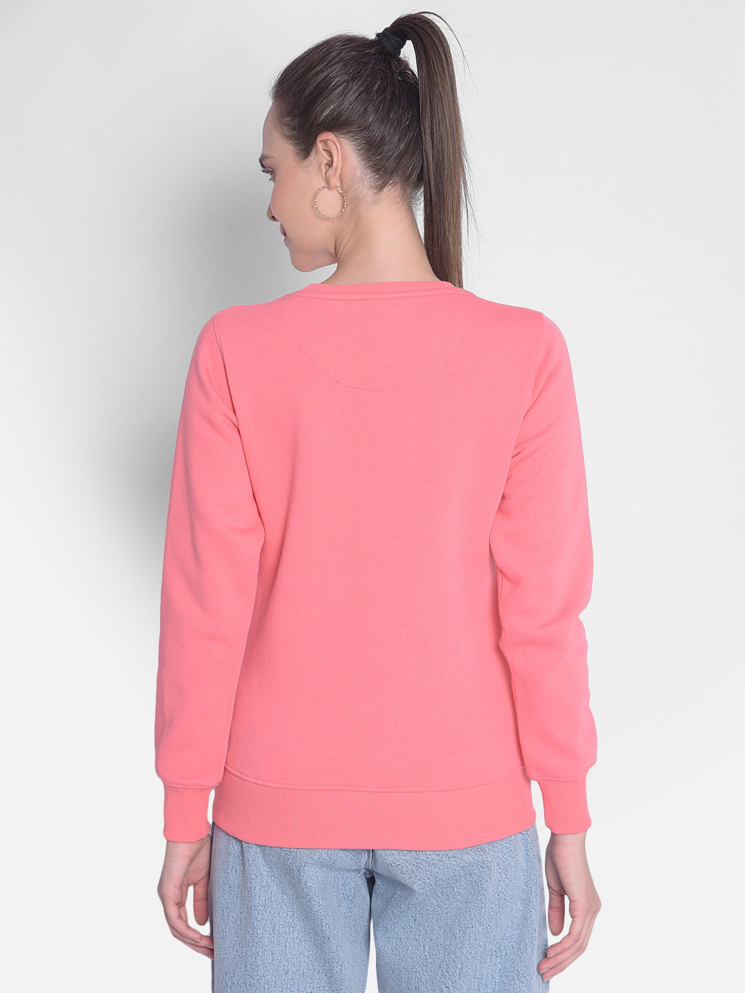 Pink Printed Sweatshirt-Women Sweatshirts-Crimsoune Club