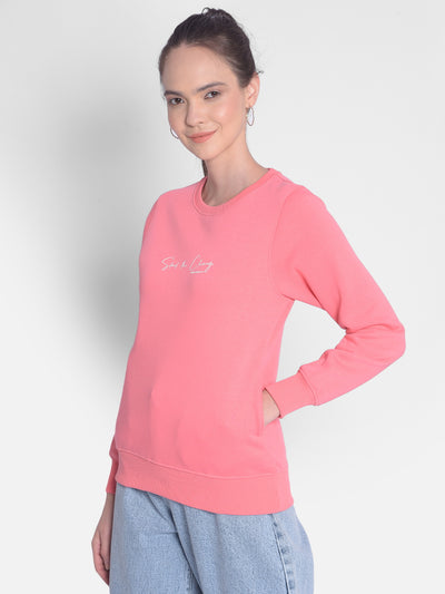 Pink Printed Sweatshirt-Women Sweatshirts-Crimsoune Club