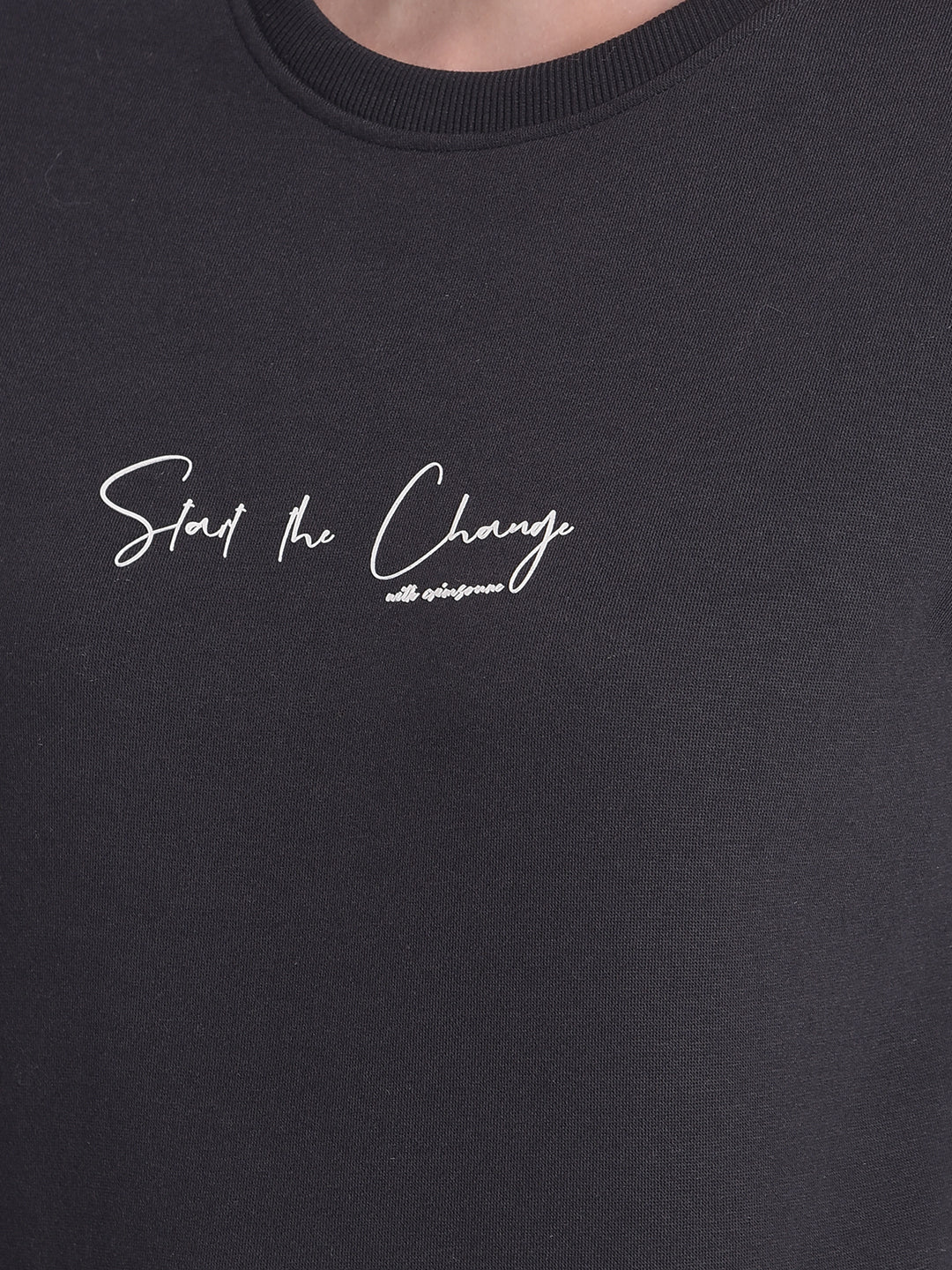 Black Printed Sweatshirt-Women Sweatshirts-Crimsoune Club