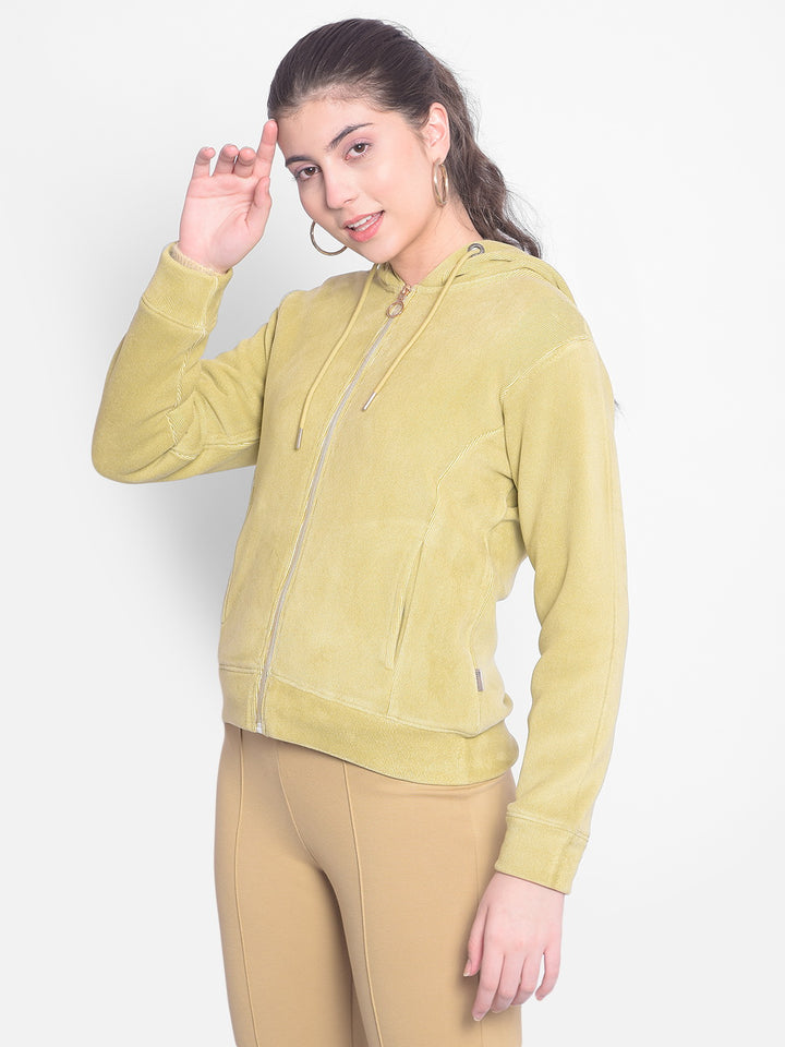 Olive Hooded Sweatshirt-Women Sweatshirts-Crimsoune Club
