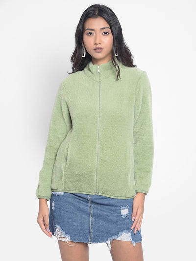 Green Front Open SweatShirts-Women SweatShirtss-Crimsoune Club