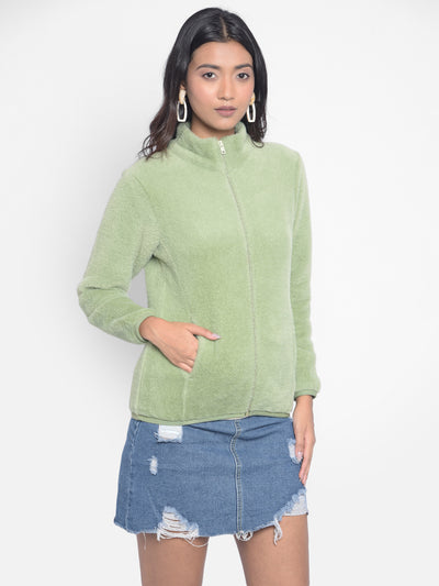 Green Front Open SweatShirts-Women SweatShirtss-Crimsoune Club