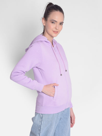 Purple Hooded Front-Open Sweatshirt-Women Sweatshirts-Crimsoune Club