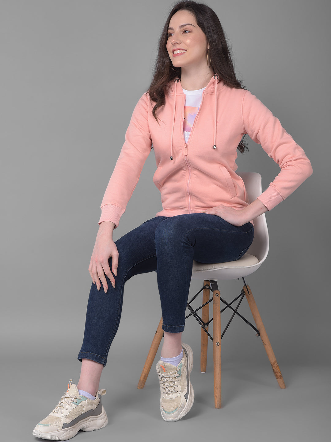 Peach SweatShirt-Women Sweatshirts-Crimsoune Club