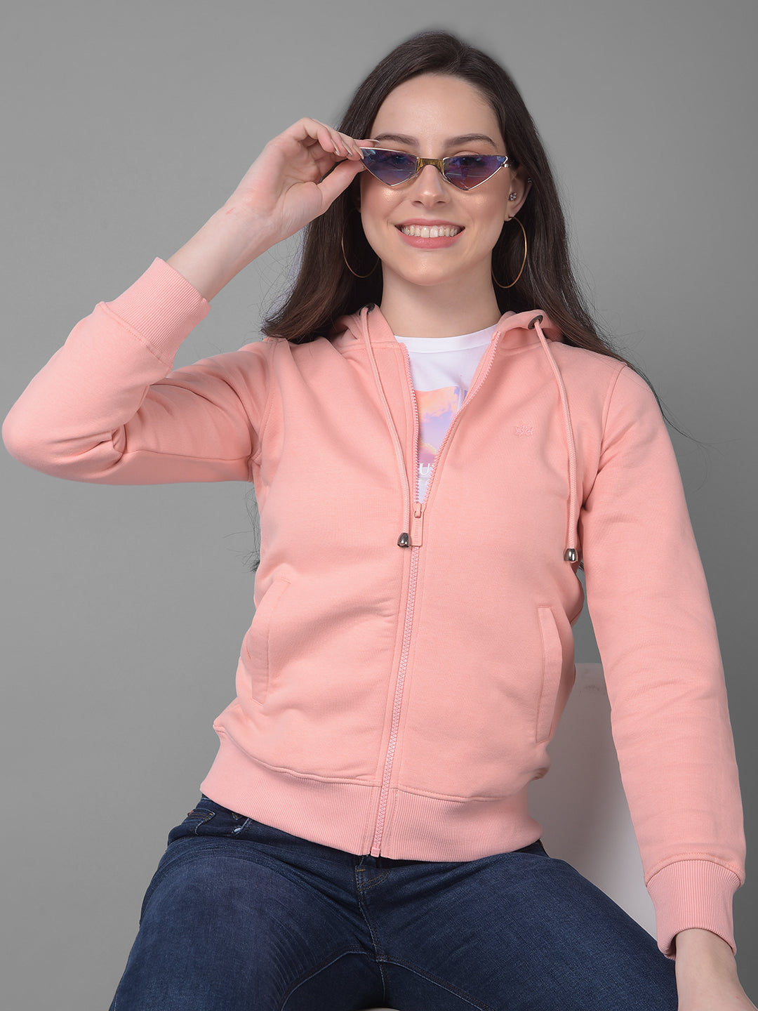 Peach SweatShirt-Women Sweatshirts-Crimsoune Club