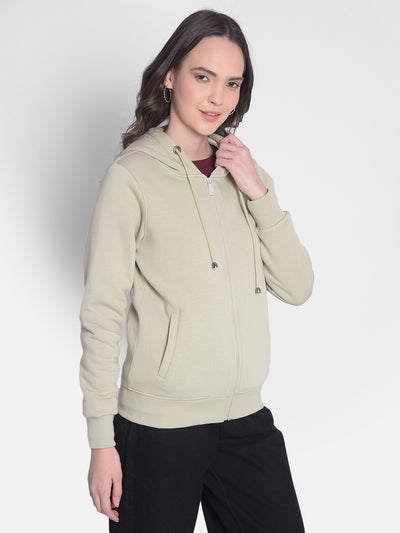 Olive Front-Open Sweatshirt-Women Sweatshirts-Crimsoune Club