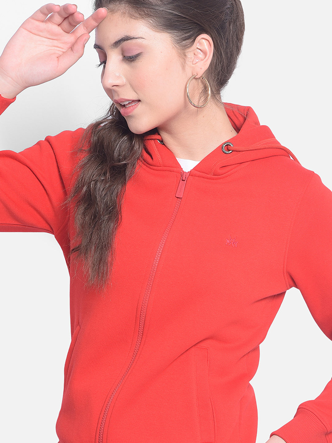 Red Hooded Sweatshirt-Women Sweatshirts-Crimsoune Club