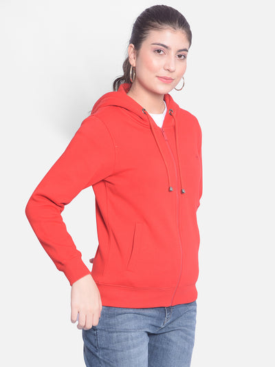 Red Hooded Sweatshirt-Women Sweatshirts-Crimsoune Club