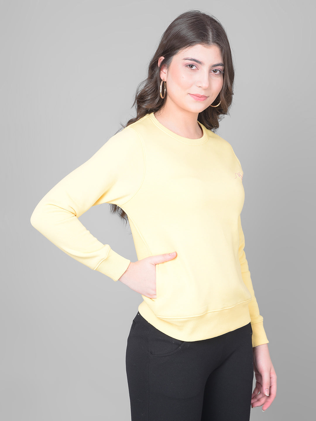 Yellow Sweatshirt-Women Sweatshirts-Crimsoune Club