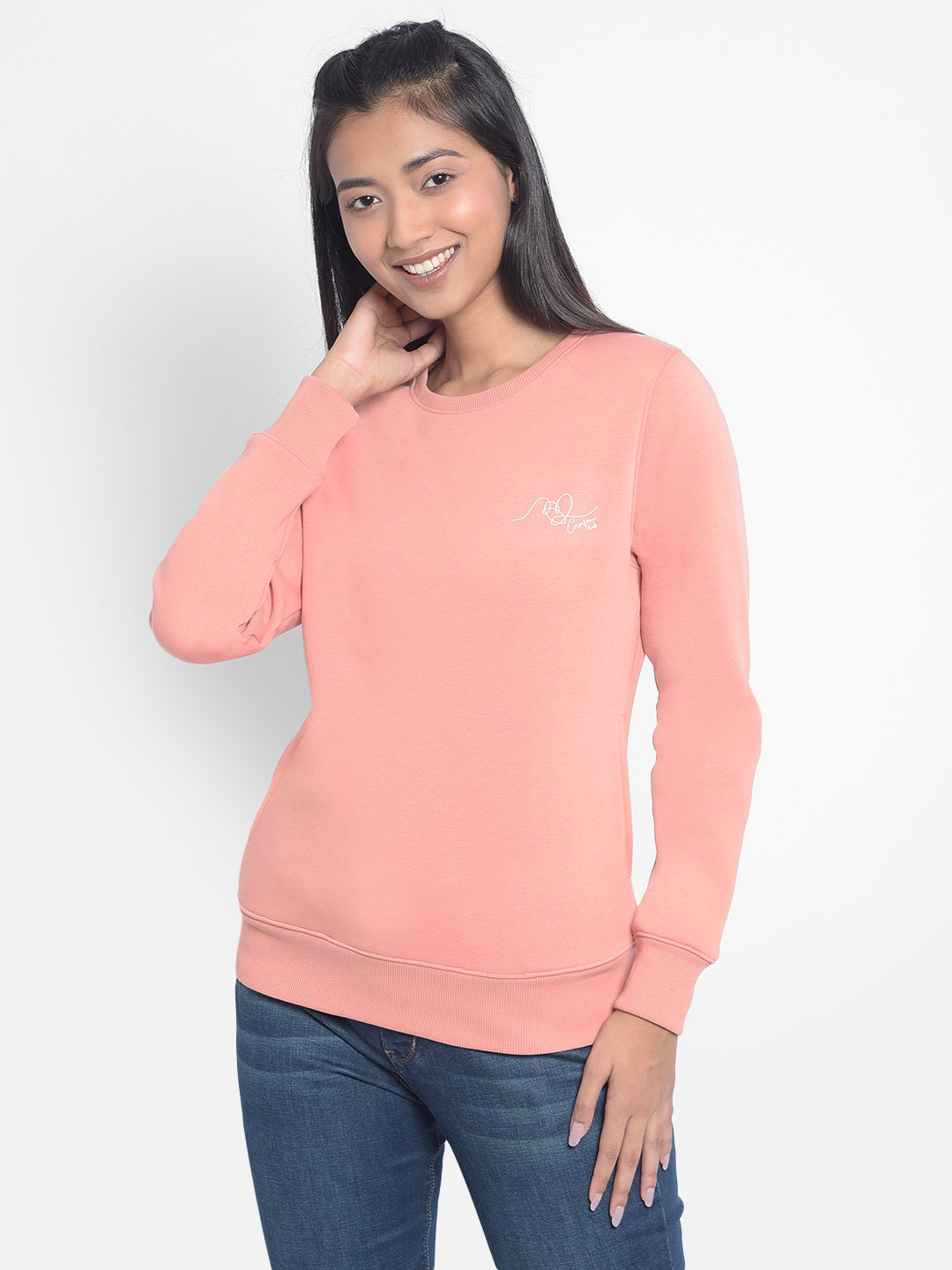 Peach SweatShirts-Women SweatShirtss-Crimsoune Club