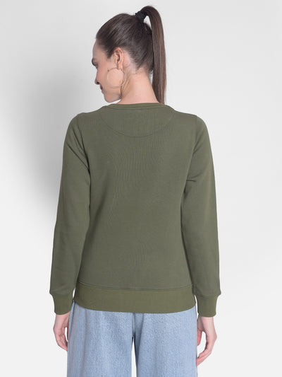 Olive Sweatshirt-Women Sweatshirts-Crimsoune Club