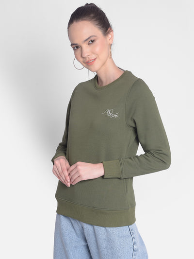 Olive Sweatshirt-Women Sweatshirts-Crimsoune Club