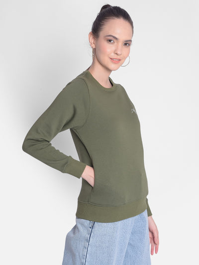 Olive Sweatshirt-Women Sweatshirts-Crimsoune Club