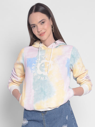 Multicolor Printed Sweatshirt With Hood-Women Sweatshirts-Crimsoune Club
