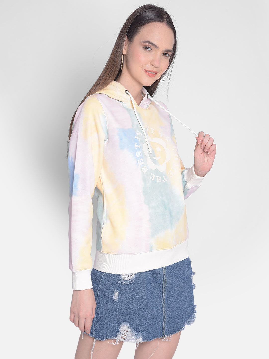 Multicolor Printed Sweatshirt With Hood-Women Sweatshirts-Crimsoune Club