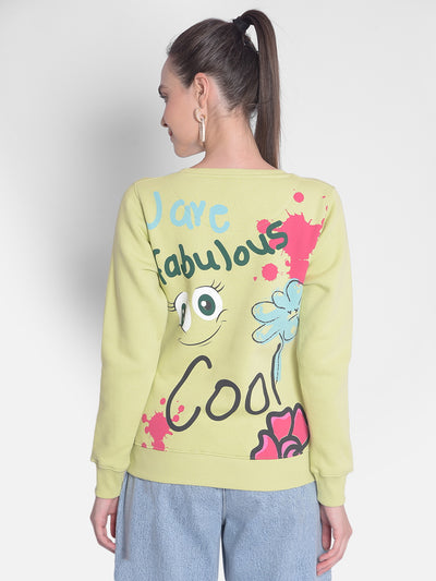 Olive Printed Sweatshirt-Women Sweatshirts-Crimsoune Club