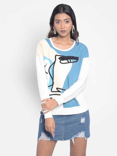 Off White Printed SweatShirts-Women SweatShirtss-Crimsoune Club