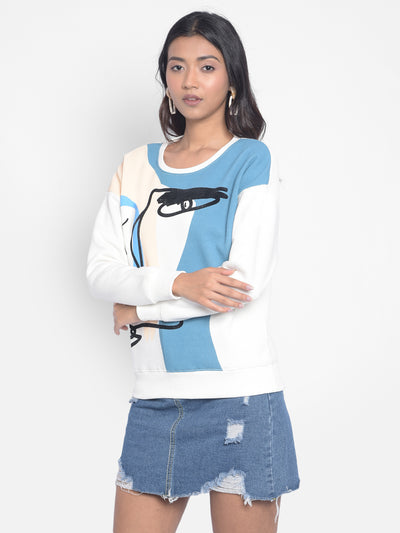 Off White Printed SweatShirts-Women SweatShirtss-Crimsoune Club