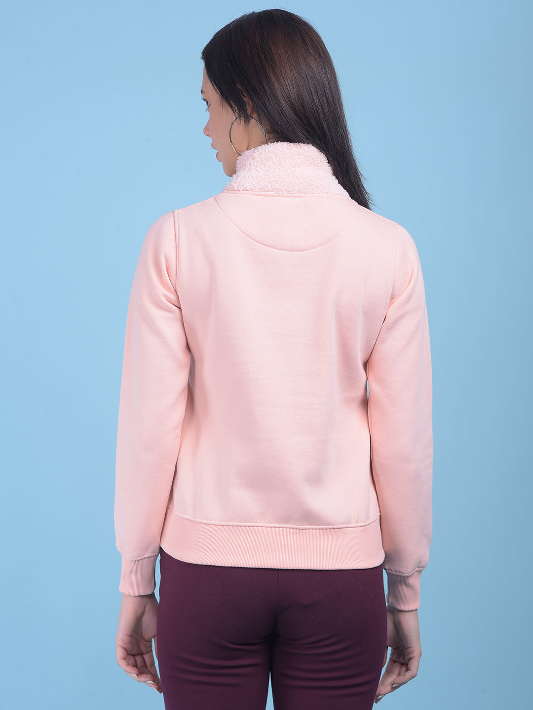 Pink Printed Pullover Sweatshirt-Women Sweatshirts-Crimsoune Club