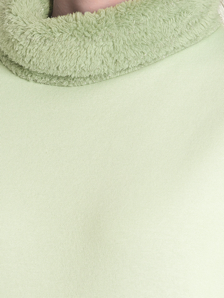 Green Printed Sweatshirt-Women Sweatshirts-Crimsoune Club