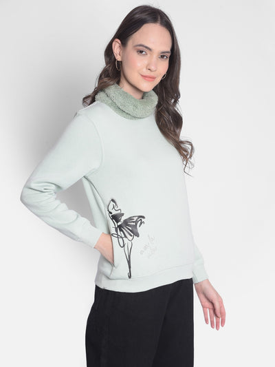 Green Printed Sweatshirt-Women Sweatshirts-Crimsoune Club