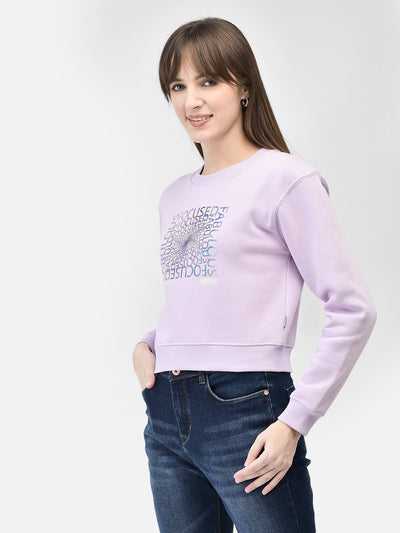 Purple Printed Crop Length Sweatshirt-Women Sweatshirts-Crimsoune Club