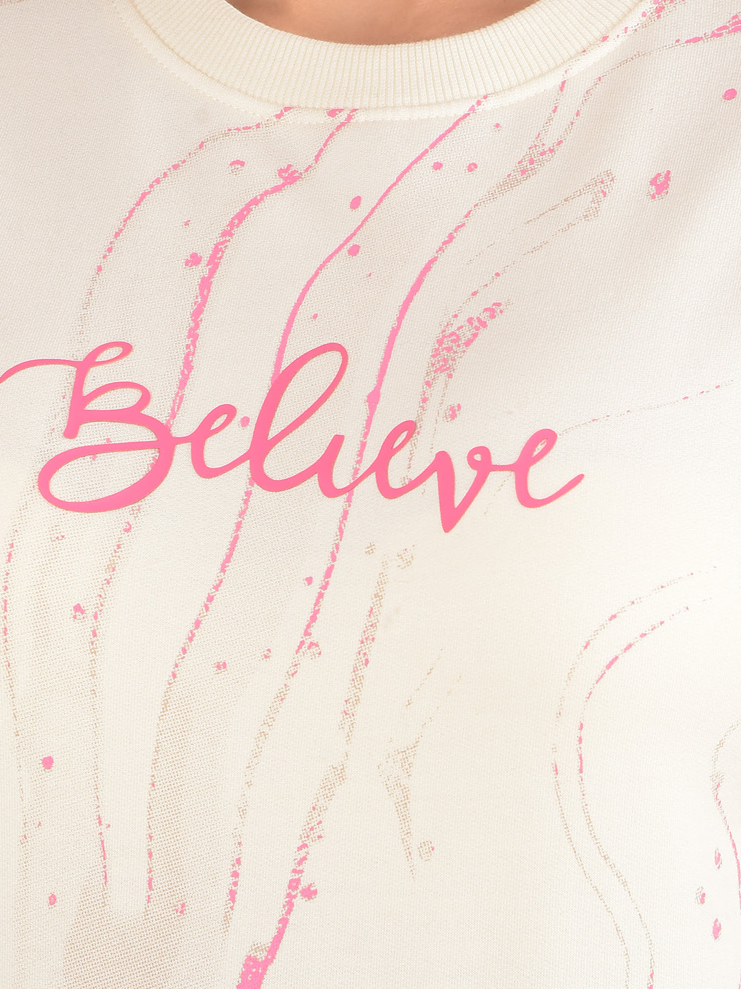 Cream Printed Sweatshirt-Women Sweatshirts-Crimsoune Club