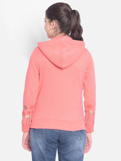 Pink Printed Sweatshirt With Hood-Women Sweatshirts-Crimsoune Club