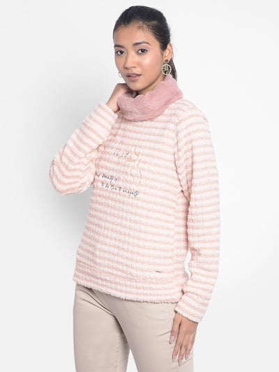 Pink Printed High Neck SweatShirts-Women SweatShirtss-Crimsoune Club