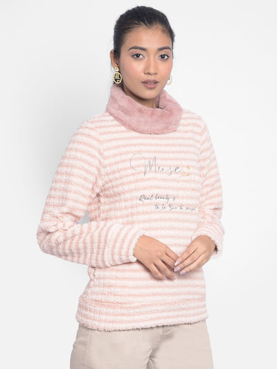 Pink Printed High Neck SweatShirts-Women SweatShirtss-Crimsoune Club