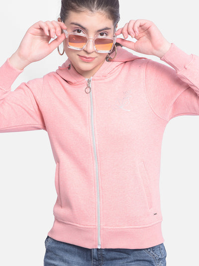 Pink Hooded Sweatshirt-Women Sweatshirts-Crimsoune Club