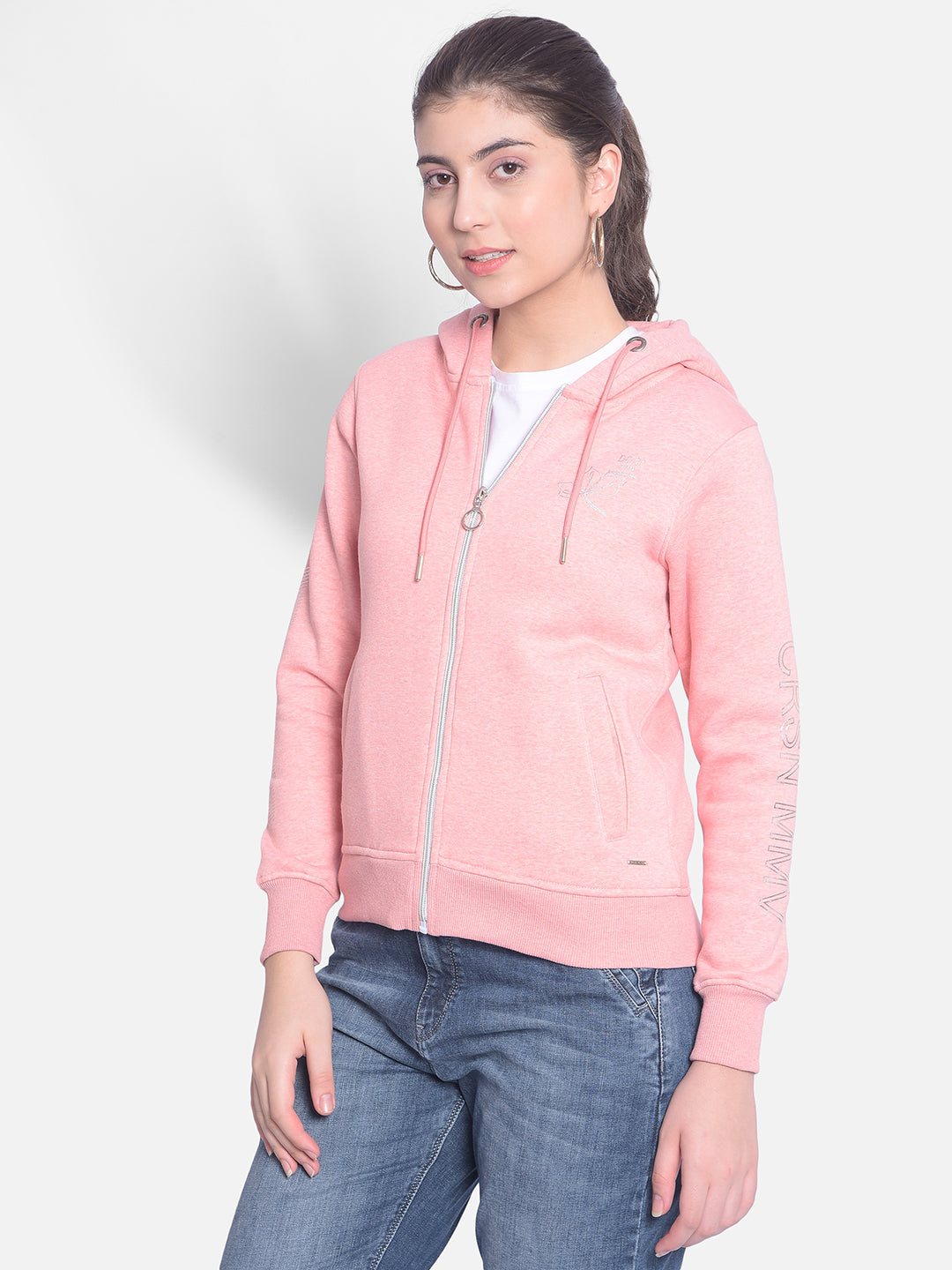 Pink Hooded Sweatshirt-Women Sweatshirts-Crimsoune Club