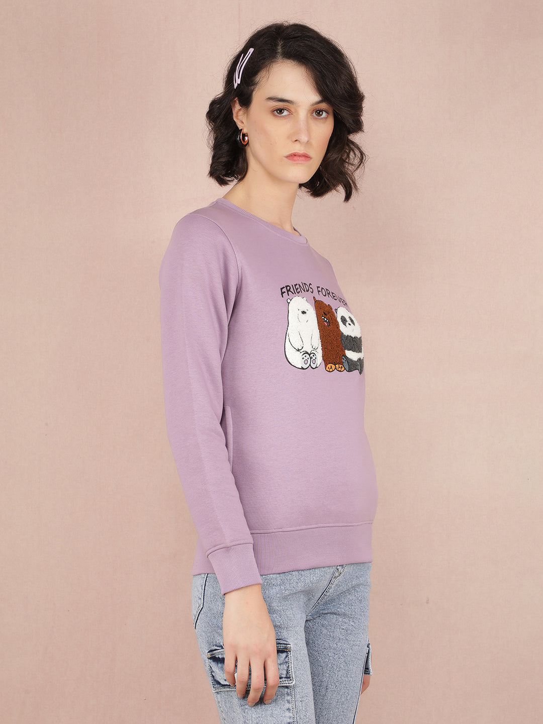 Purple Graphic Print Sweatshirt-Women Sweatshirts-Crimsoune Club