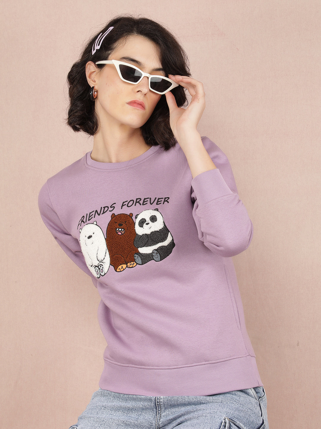 Purple Graphic Print Sweatshirt-Women Sweatshirts-Crimsoune Club