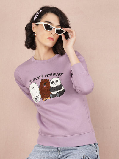 Purple Graphic Print Sweatshirt-Women Sweatshirts-Crimsoune Club