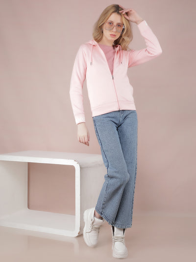Pink Graphic Print Hooded Neck Sweatshirt-Women Sweatshirts-Crimsoune Club