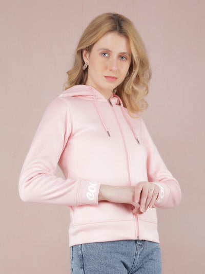 Pink Graphic Print Hooded Neck Sweatshirt-Women Sweatshirts-Crimsoune Club
