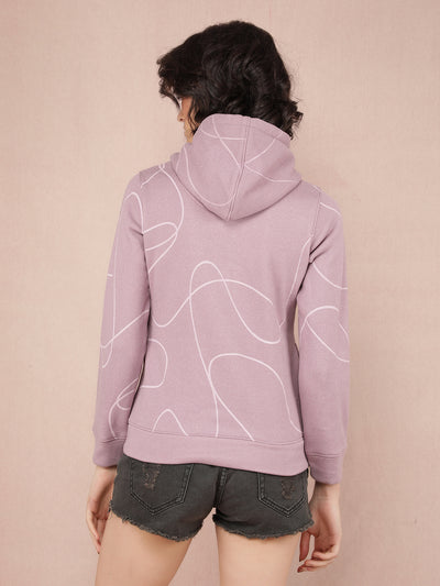 Purple Typographic Print Hooded Neck Sweatshirt-Women Sweatshirts-Crimsoune Club