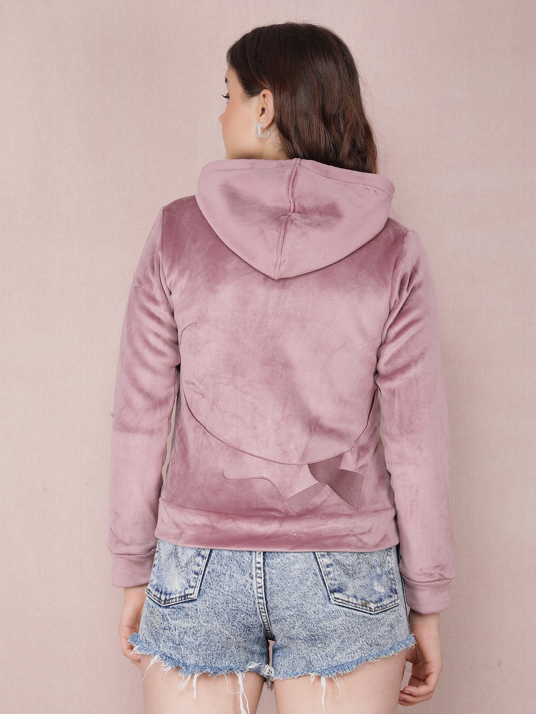 Purple Graphic Print Hooded Neck Sweatshirt-Women Sweatshirts-Crimsoune Club