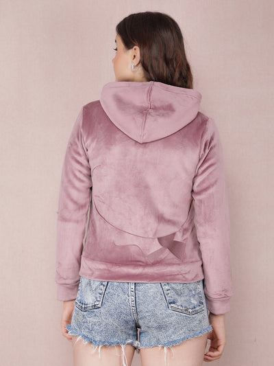 Purple Graphic Print Hooded Neck Sweatshirt-Women Sweatshirts-Crimsoune Club