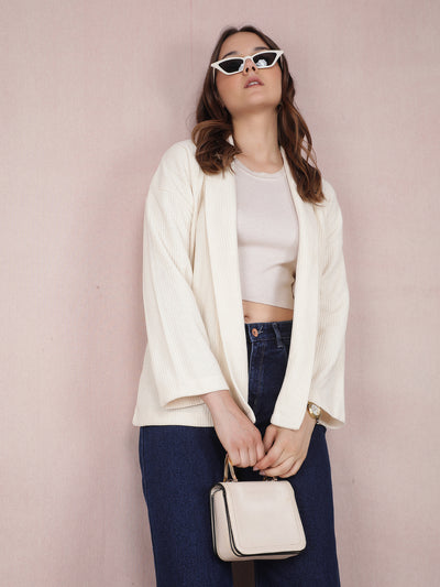Off White Jacquard Shrug-Women Shrugs-Crimsoune Club